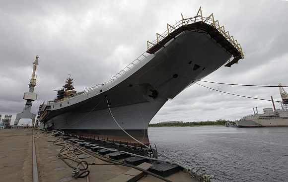 INS Vikramaditya is anchored at Sevmash factory in northern city of Severodvinsk