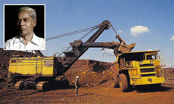 A mining operation in Bellary. (inset) social activist Hiremath