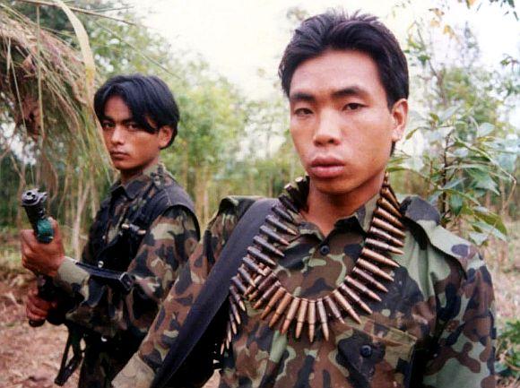 Undated photo of fighters of the National Socialist Council of Nagaland at a camp on the outskirts of Dimapur