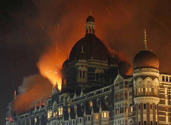 The Taj Mahal hotel in Mumbai during the 26/11 attack