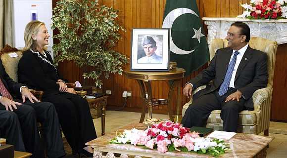 US Secretary of State Hillary Clinton  meets with Pakistan's President Asif Ali Zardari in Islamabad last October