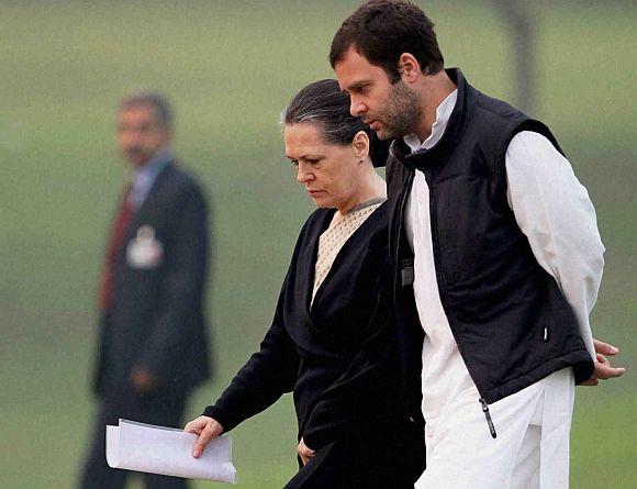 Congress president Sonia Gandhi with son Rahul