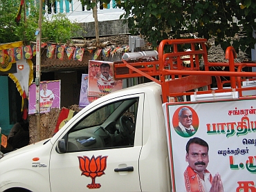 The BJP's candidate seeks votes in the name of former prime minister AB Vajpayee