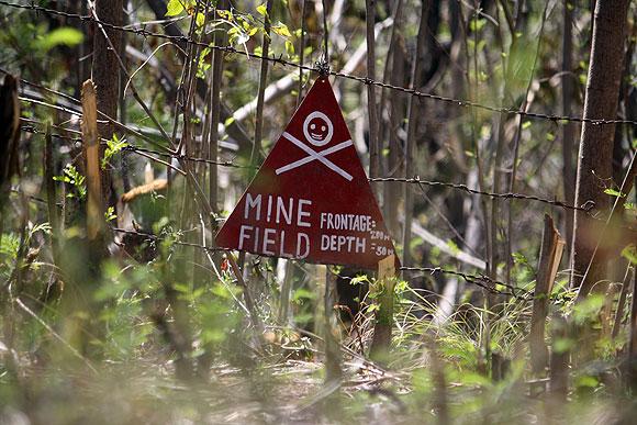 ine fields are laid to stop infiltration bids, while the fencing is made of menacing sharp metal