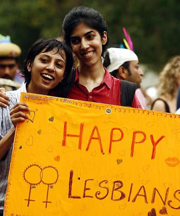 Participants take part in a gay pride march in New Delhi