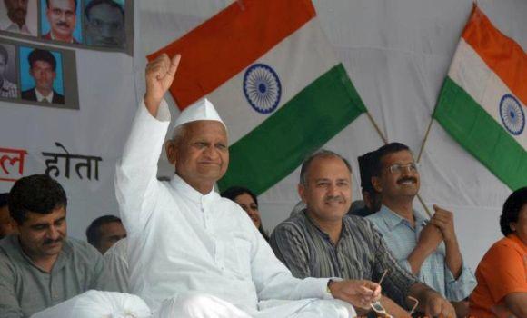 Anna Hazare on a one-day fast at Jantar Mantar in Delhi