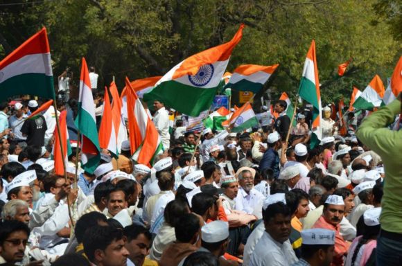 Anna Hazare supporters at Jantar Mantar
