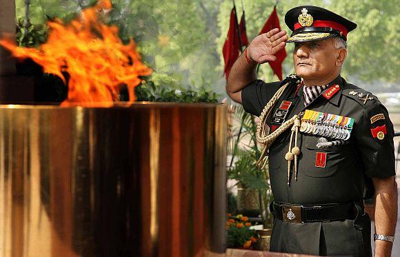 File photo of Gen V K Singh at the Amar Jawan Jyoti in New Delhi