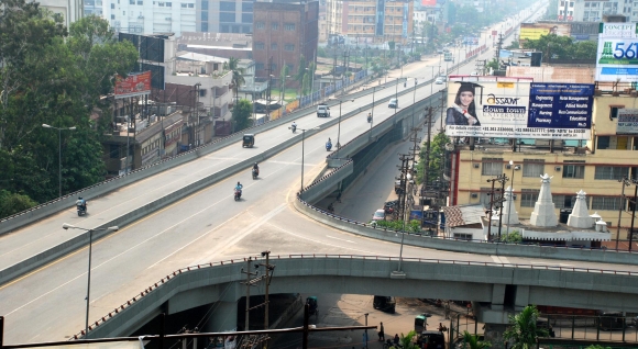The deserted streets of Guwahati