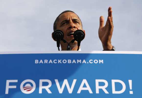 US President Barack Obama speaks during a campaign rally in Tampa, Florida