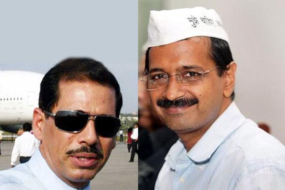 Congress chief Sonia Gandhi's son-in-law Robert Vadra and Arvind Kejriwal