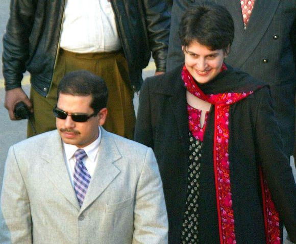 Robert Vadra with wife Priyanka Gandhi in New Delhi