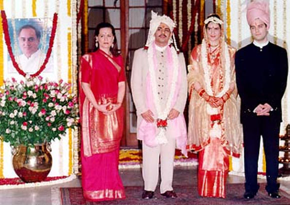 Sonia Gandhi with Priyanka Gandhi, Robert Vadra and Rahul Gandhi