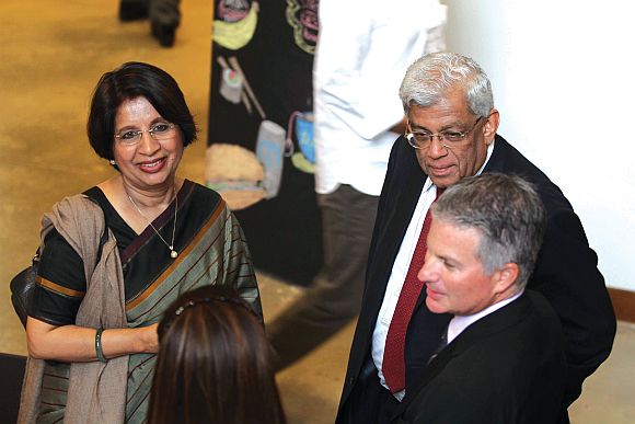 Ambassador Nirupama Rao, left, and HDFC chairman Deepak Parekh, to her right, at CASI