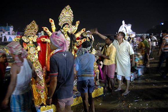 Immersion of Durga idol at Howrah.