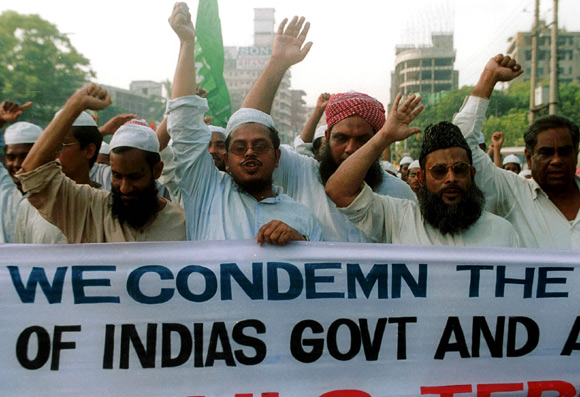 Muslims protest against the Gujarat communal riots of 2002