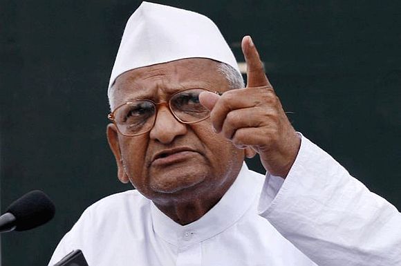 Anna Hazare during a rally at New Delhi