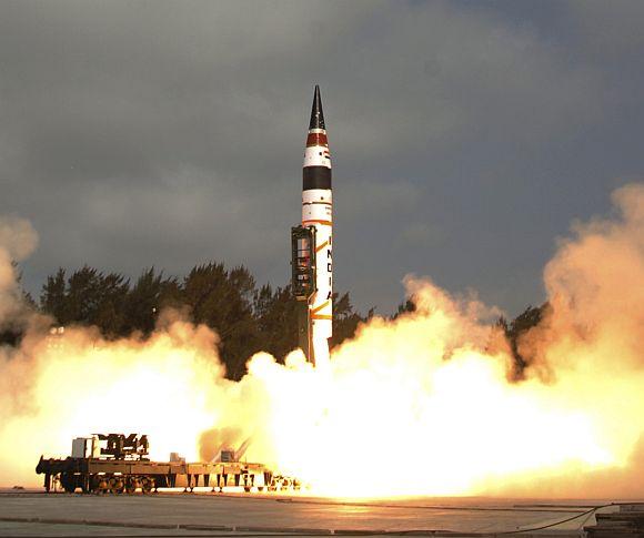 Agni-V missile being tested