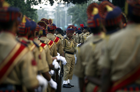 Platoons of Mumbai police participate in a march