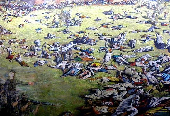 A mural of the massacre