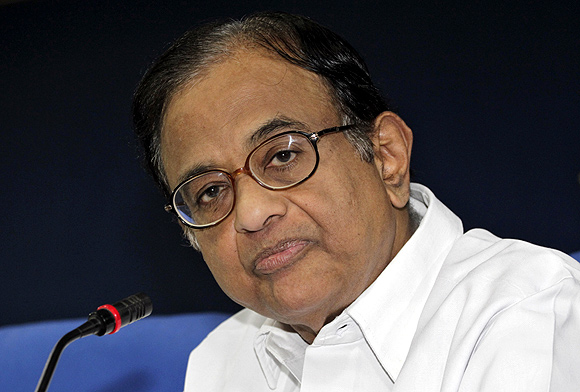 Finance Minister P Chidambaram speaks during a news conference in New Delhi