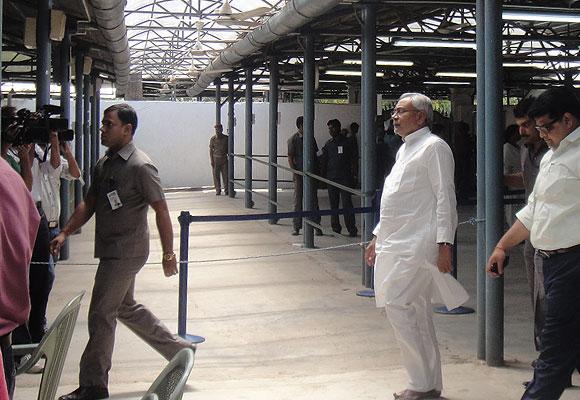 Nitish Kumar at his Janata Darbar in Patna.