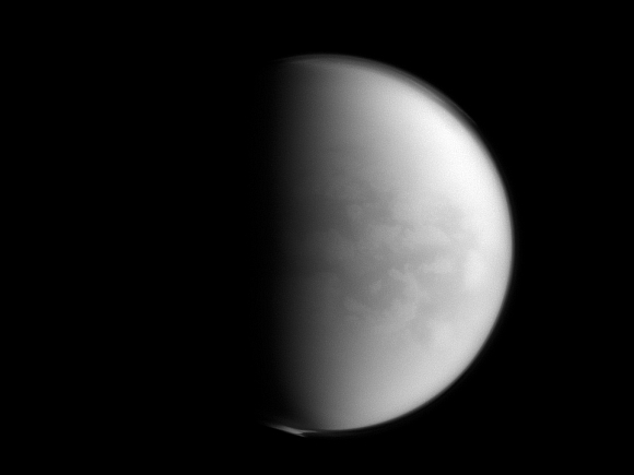The Cassini spacecraft peers through Titan's thick clouds to spy on the region dubbed 'Senkyo' by scientists.