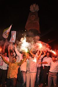 Telangana supporters celebrate