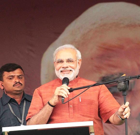 Gujarat Chief Minister Narendra Modi at the Lal Bahadur Shastri stadium in Hyderabad