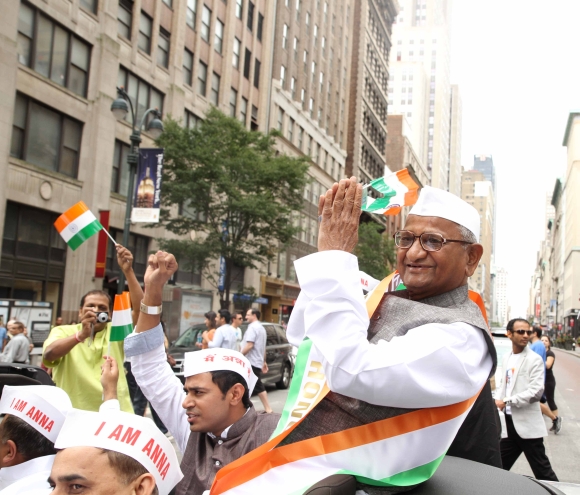 Anti-corruption crusader Anna Hazare flaged off the annual parade along with Balan