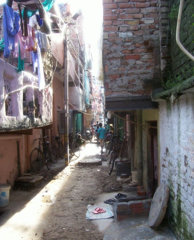The lane leading up to the family's home in Delhi