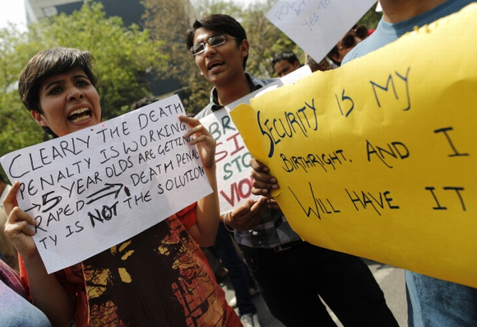 A protest against the increasing number of rape cases, in New Delhi