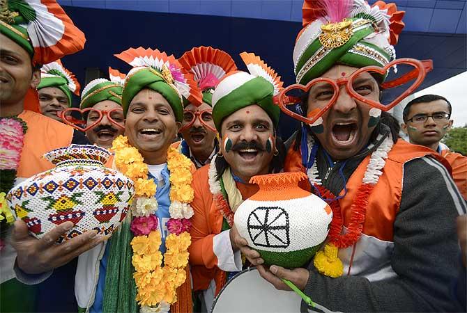 Indian fans before the Champions Trophy final between England and India in Birmingham, June 2013.