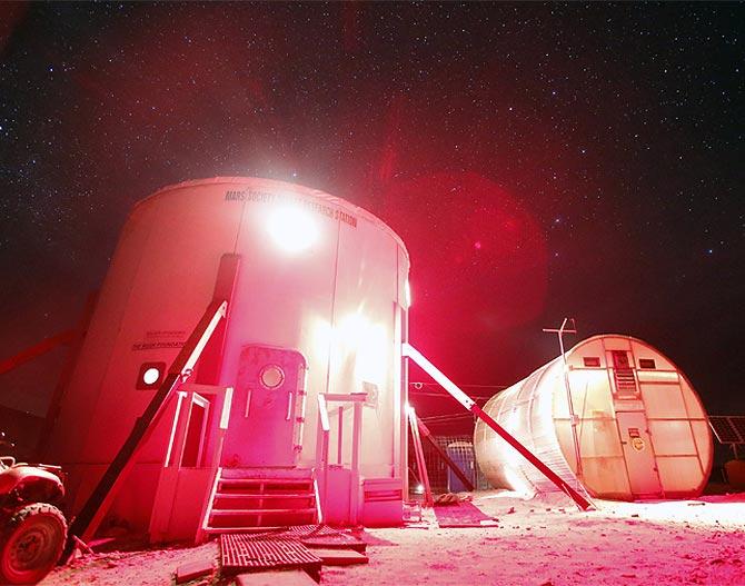 A view of the night sky above the Mars Desert Research Station is seen outside Hanksville in the Utah desert March 2. The MDRS aims to investigate the feasibility of a human exploration of Mars and uses the Utah desert's Mars-like terrain to simulate working conditions on the red planet