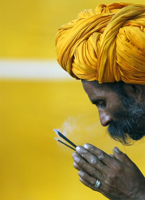 A camel trader at the Pushkar fair in Rajasthan.