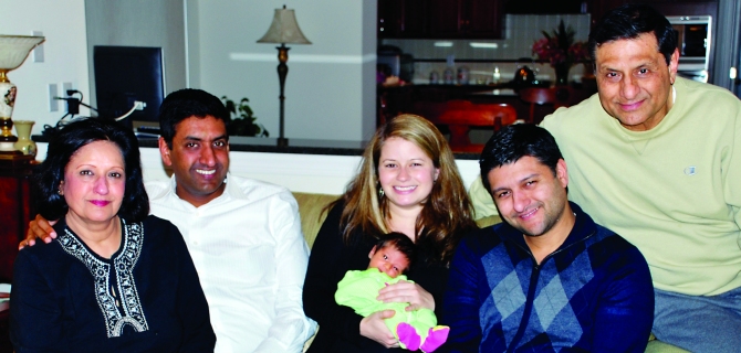 Ro Khanna, second from left, with his parents, brother and his family.