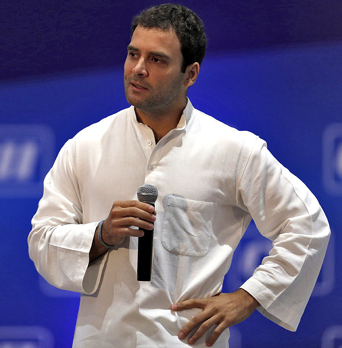 Rahul Gandhi at the Confederation of Indian Industry, New Delhi.