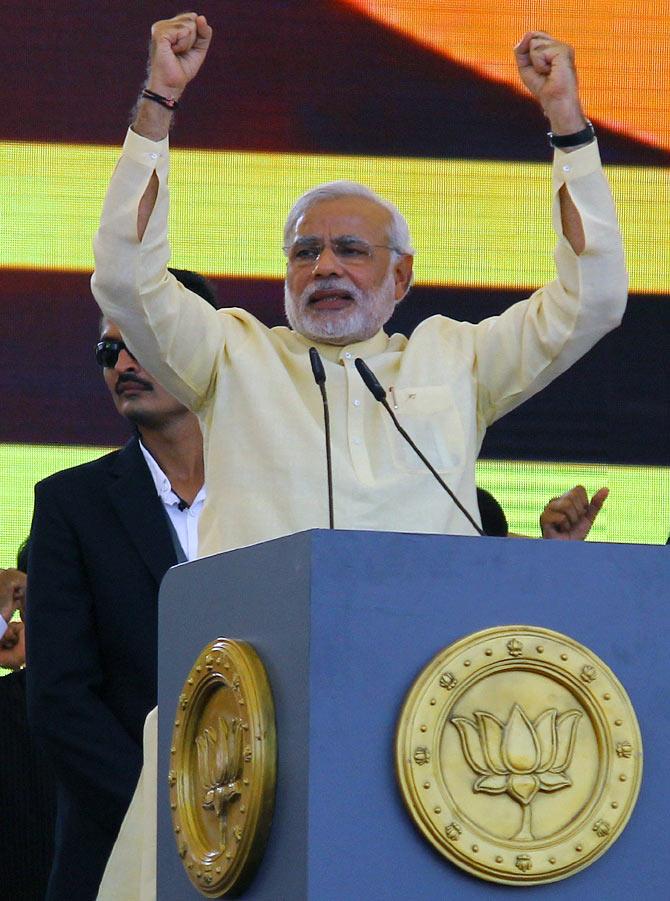 Gujarat CM Narendra Modi at a rally in Mumbai