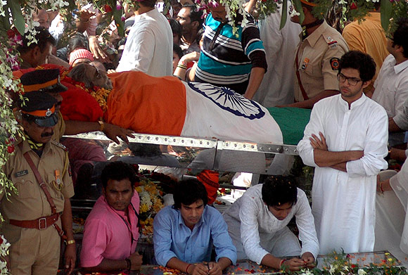 Aditya Thackeray accompanies his late grandfather on his final journey.