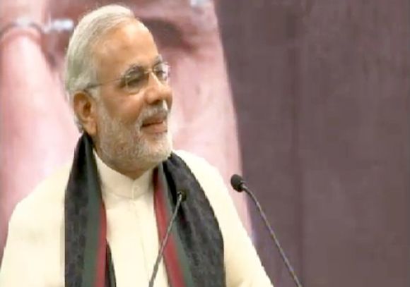 Narendra Modi addresses SRCC students on Wednesday