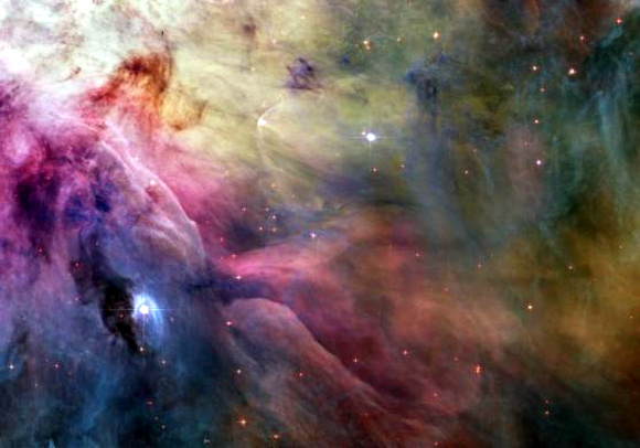 An aesthetic close-up of cosmic clouds and stellar winds featuring LL Orionis, interacting with the Orion Nebula flow. Adrift in Orion's stellar nursery and still in its formative years, variable star LL Orionis produces a wind more energetic than the wind from our own middle-aged Sun.
