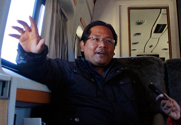 Conrad Sangma in the NPP poll van.