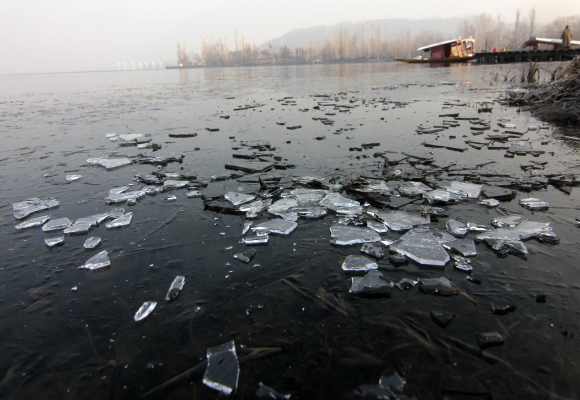 The Dal Lake has frozen as temperatures continue to drop in Srinagar