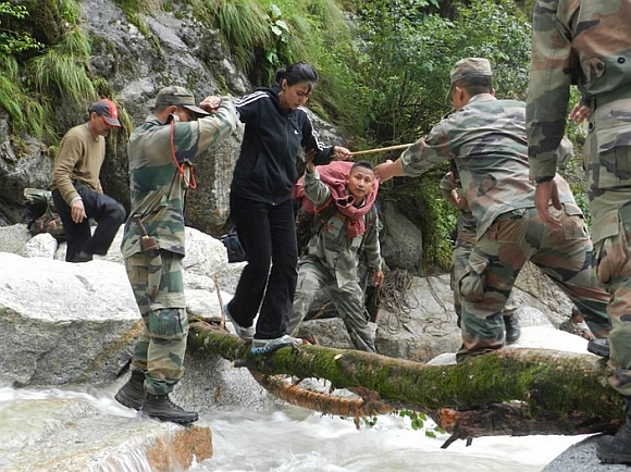 The army evacuates people from an isolated area