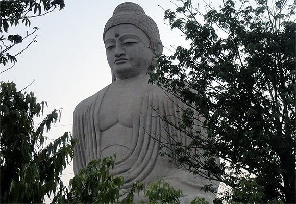 An imposing statue of the Buddha in Bodh Gaya, Bihar, one of Buddhism's most holy sites. Photograph: Archana Masih/Rediff.com
