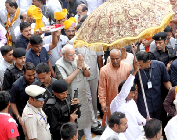 Gujarat Chief Minister Narendra Modi joined the Jagannath Yatra on Wednesday 