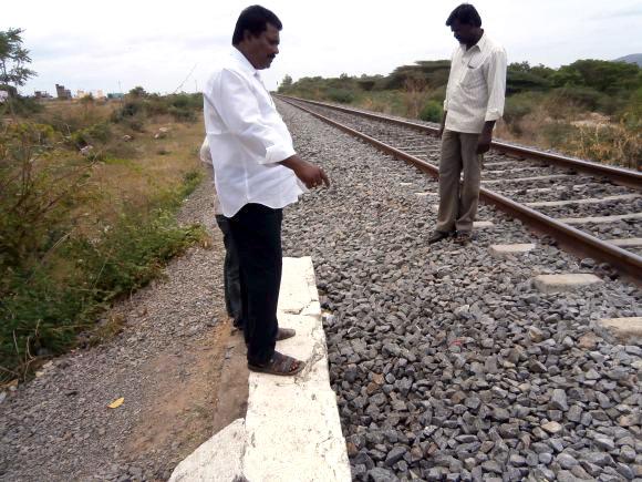 The spot where Ilavarasan's body was found near the railway tracks