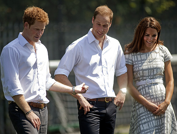 Duchess of Cambridge with Prince William and Prince Harry