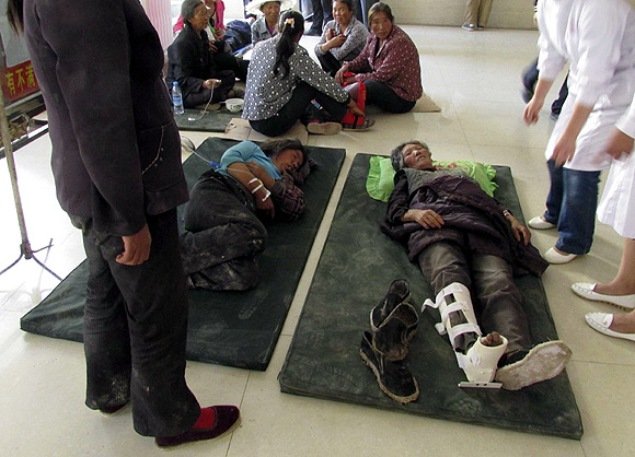 Injured people receive treatment at a hospital 