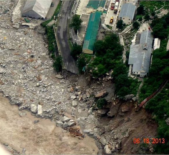 This image shows one of the many roads in Uttarakhand that were destroyed in the landslide